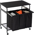 3-Bag Laundry Sorter Cart with Wheels Black A6233