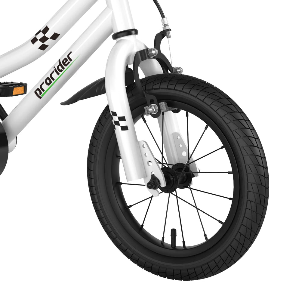 White Kid's Bike with Training Wheels and Basket C9228