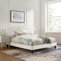 White Channel Tufted Performance Velvet Twin Platform Bed A723542