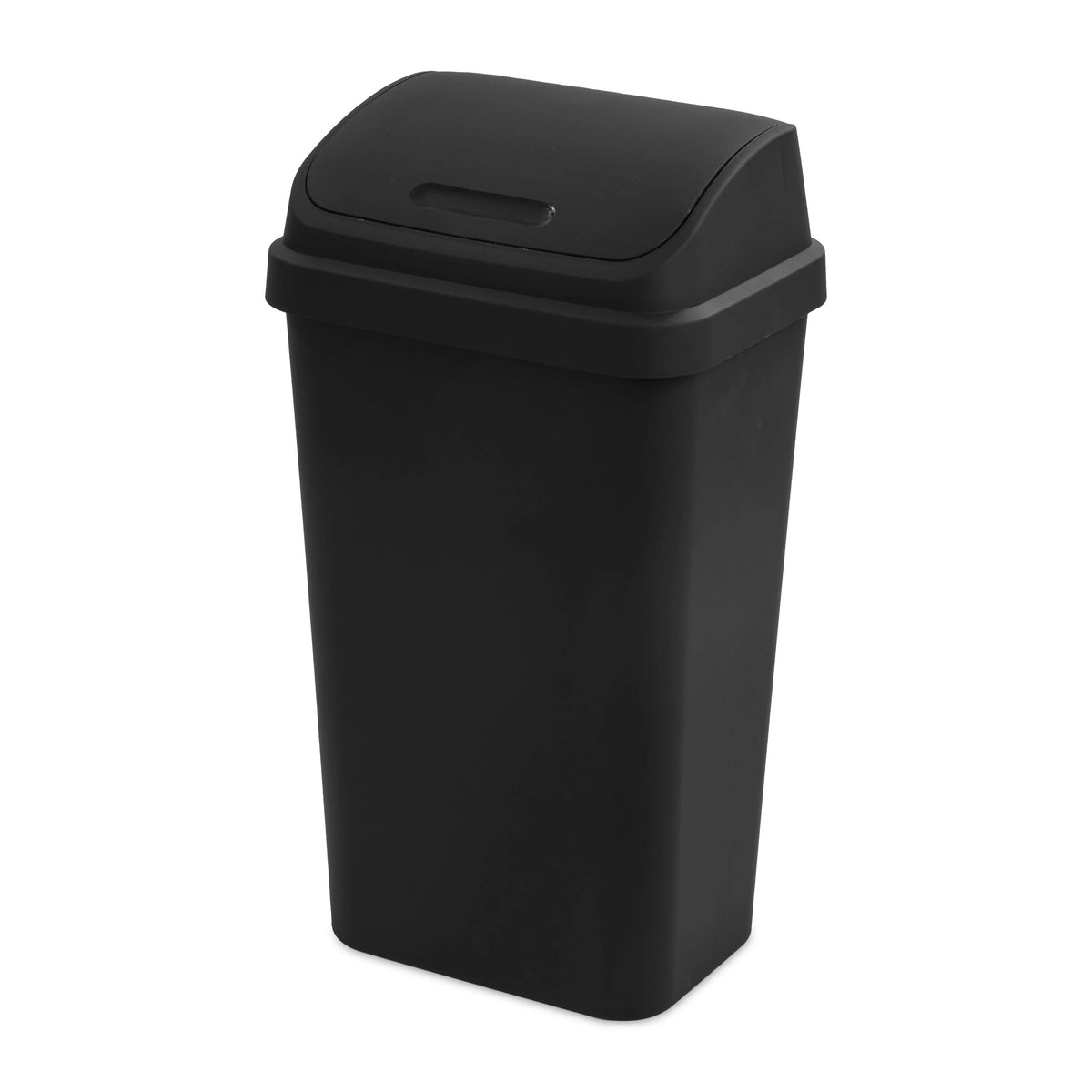 13 Gallon Black Plastic Swing Top Trash Can L2416