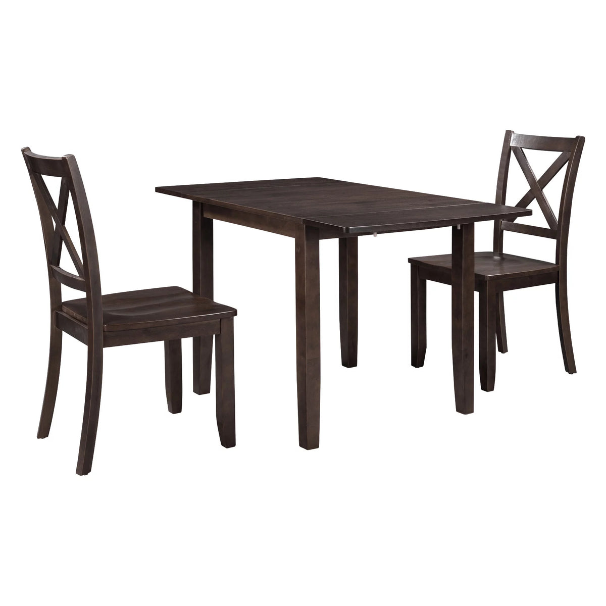 3-Piece Wood Drop Leaf Dining Table Set with 2 Chairs U846164