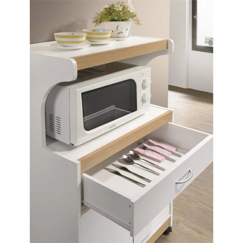 White Microwave Kitchen Cart E204