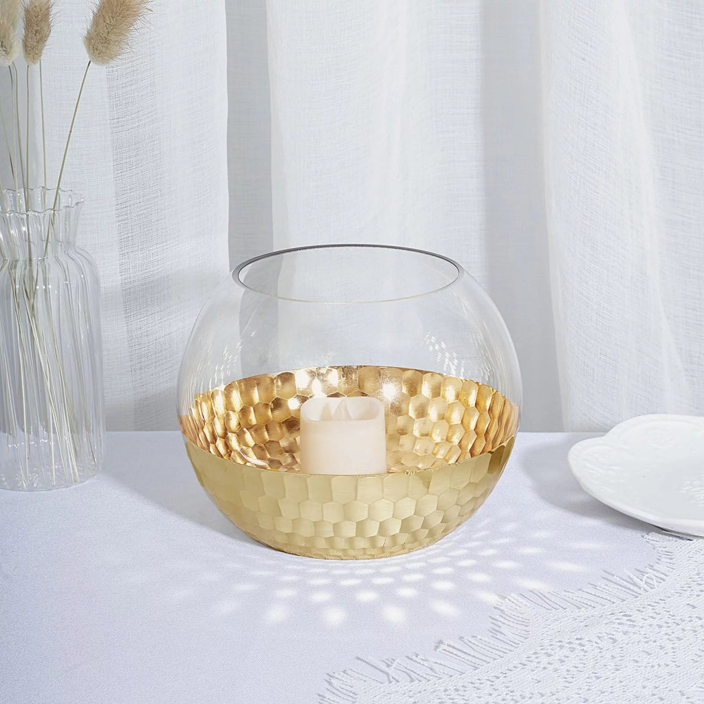 4.5" Gold Glass Candle Holders S7524
