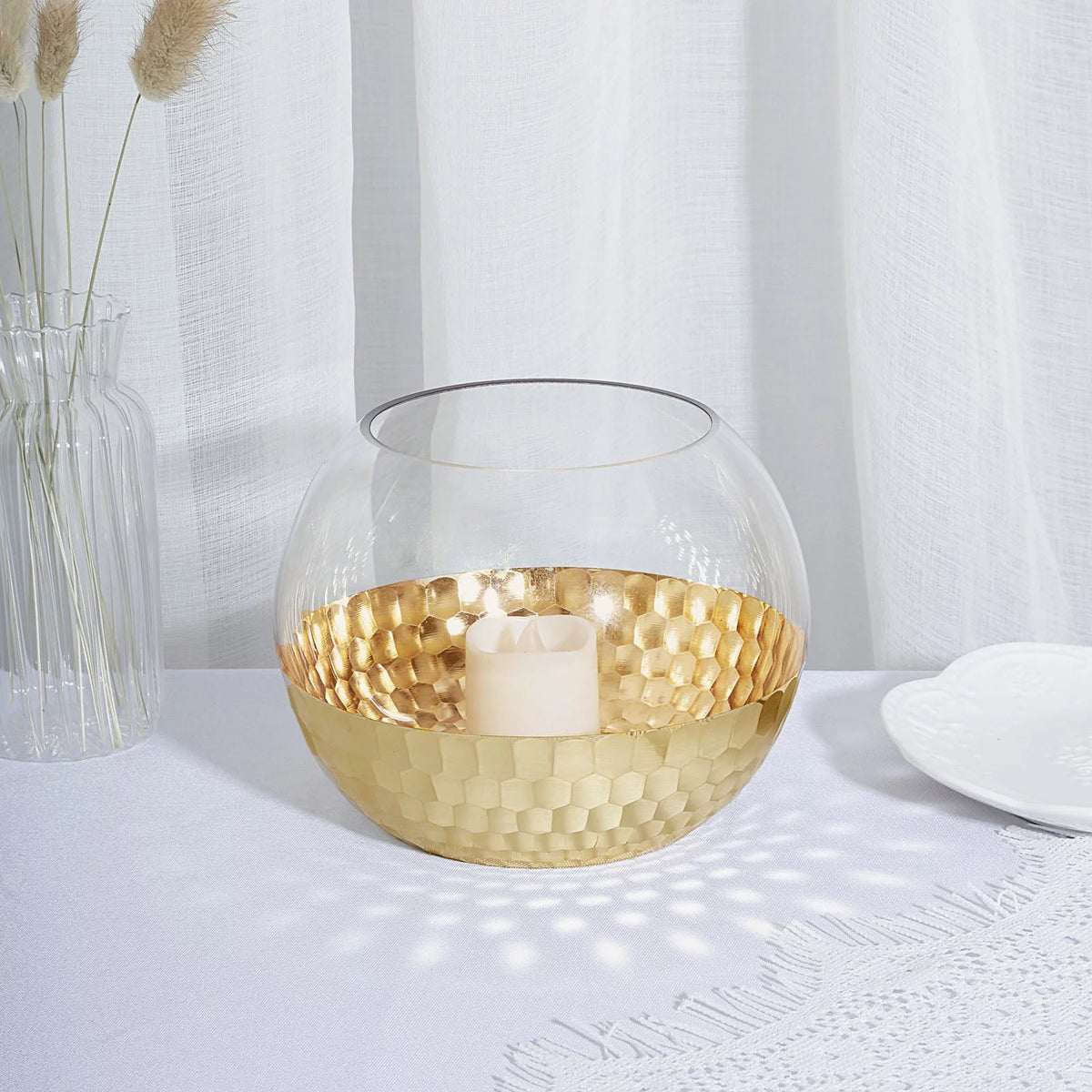 4.5" Gold Glass Candle Holders S7524