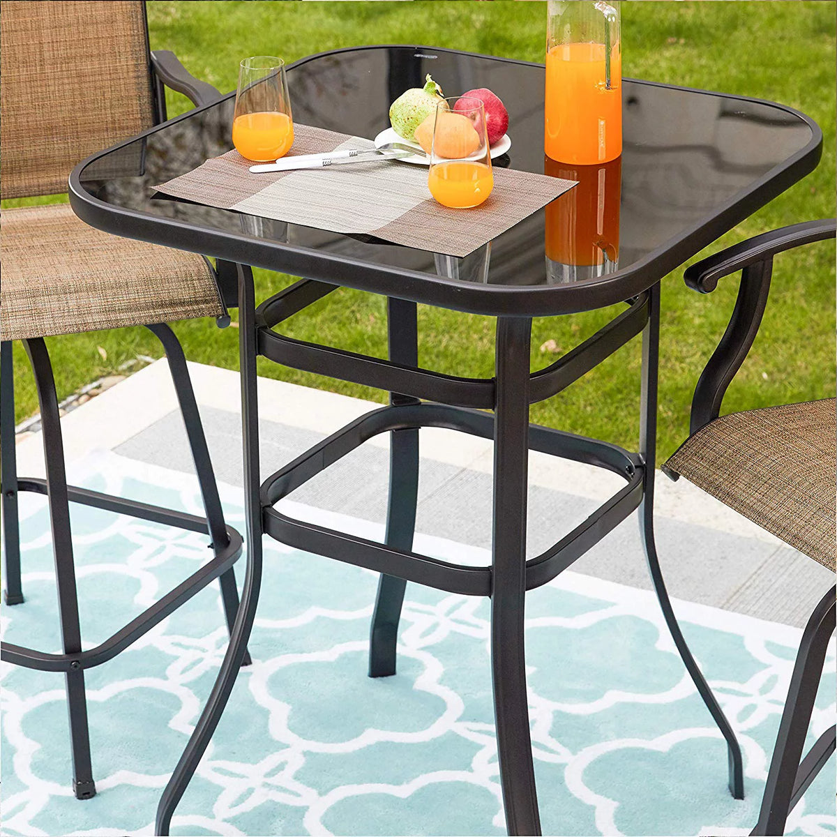 Square Glass 32" x 40" Dining Table Brown J83968
