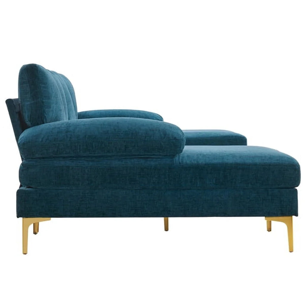 Convertible Sectional Sofa Couch U-Shaped Sleeper Sofa 4-Seat Dark Blue A839129