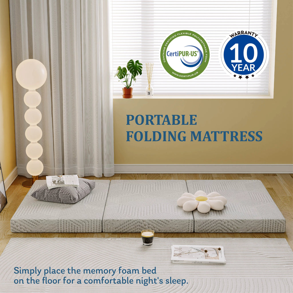 4 inch Tri Folding Memory Foam Mattress L18629