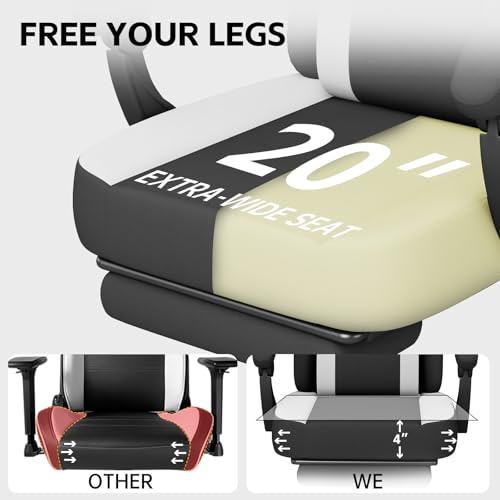 Black-Grey Ergonomic Computer Chair with Footrest and Massage Lumbar Support E371964