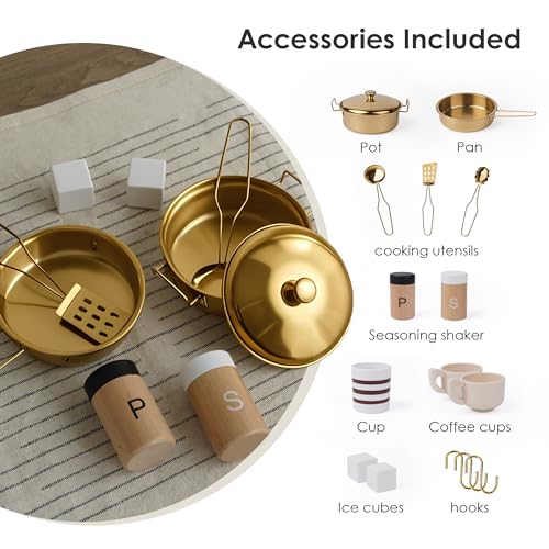 Wooden Play Kitchen with 15 Accessories Q223