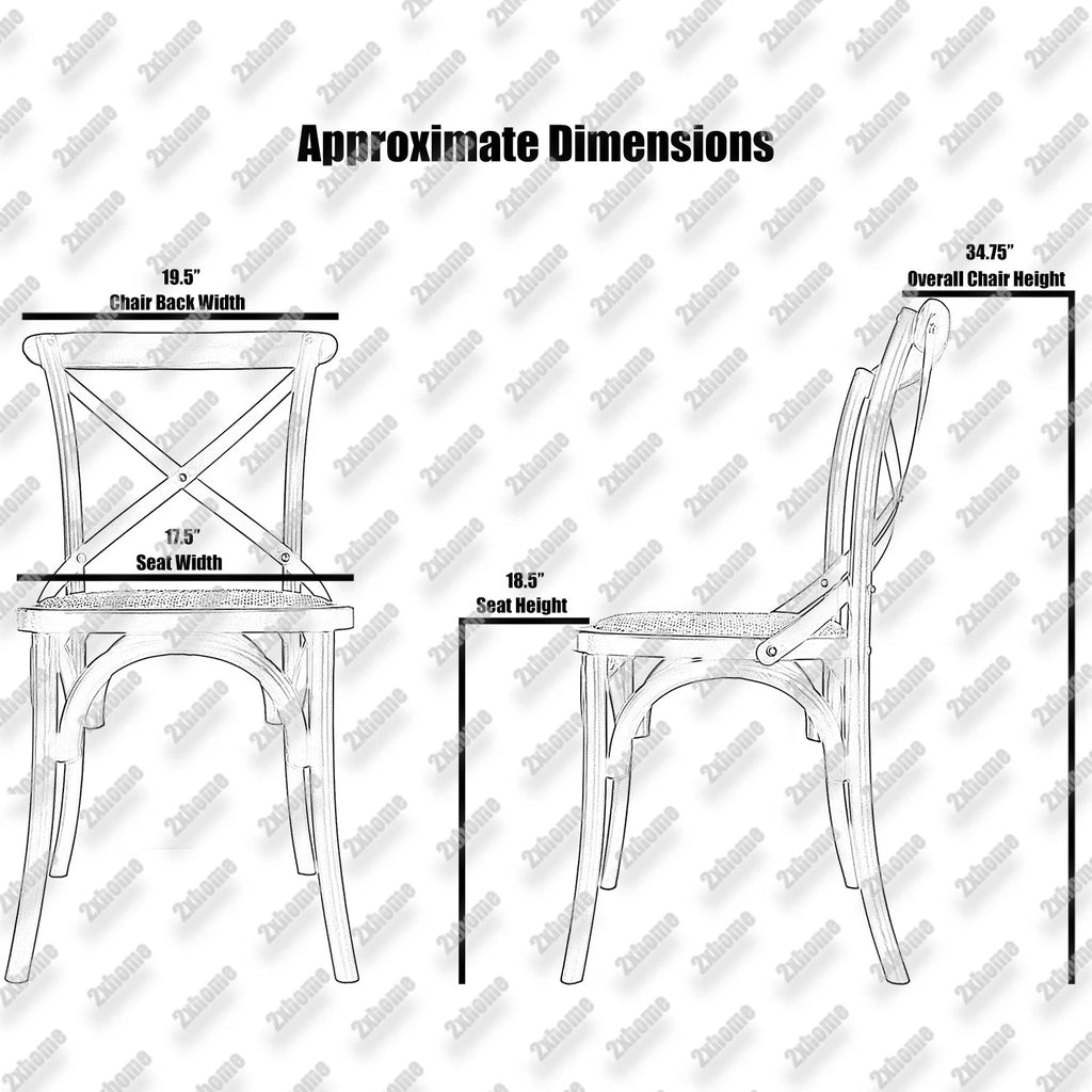 Set of 2 Black Cross Back Wood Chair Z15949