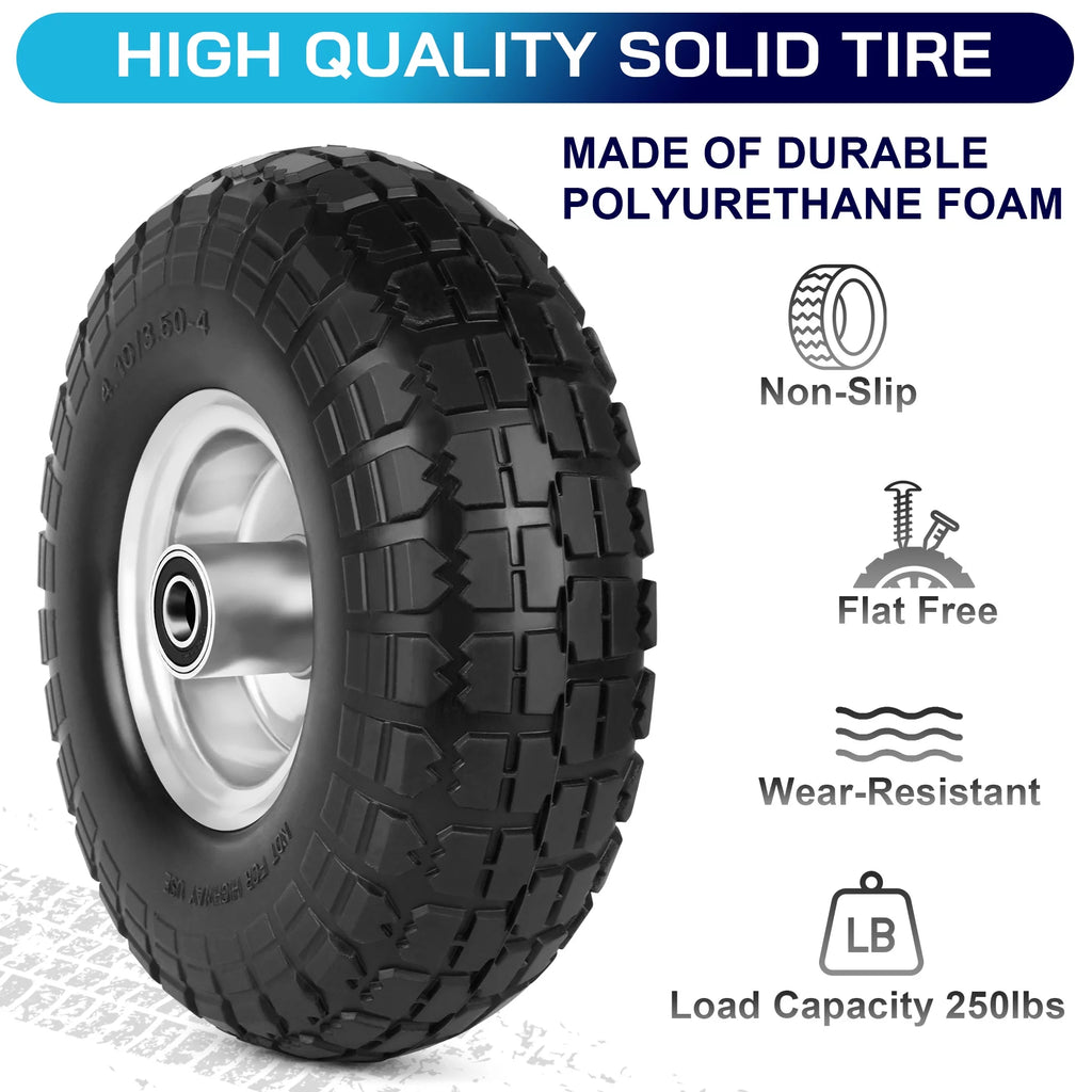 4.10/3.50-4in Flat Free Tire and Wheel, 2 Pack V94411