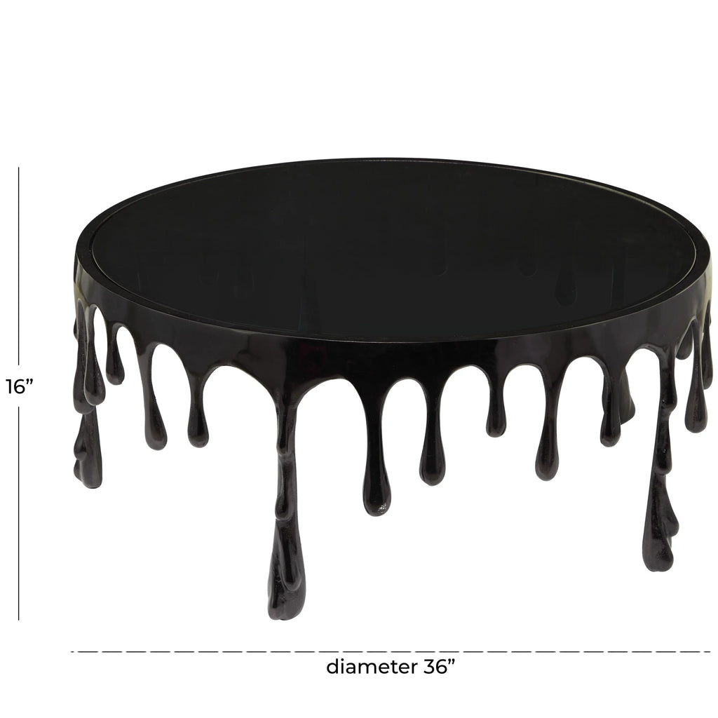36" x 16" Black Aluminum Glass Top Coffee Table Q1070