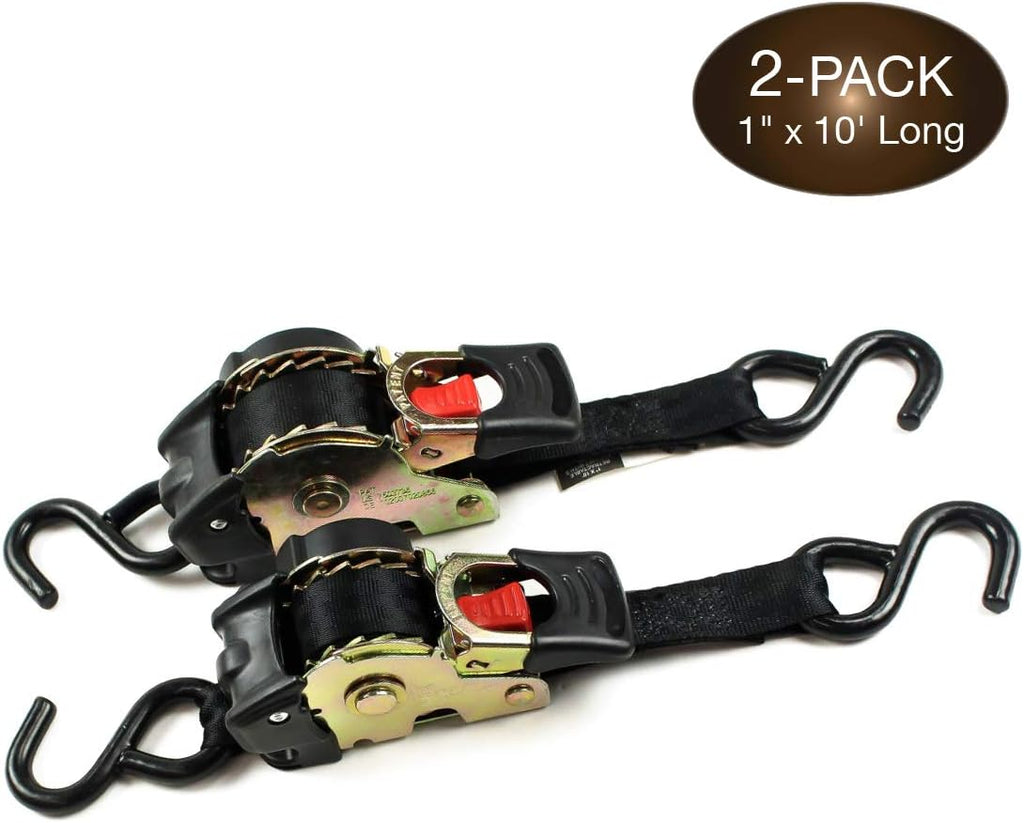 2 Auto Retract Ratchet Straps 1 x 10' Retractable Cargo Tie-Downs W849