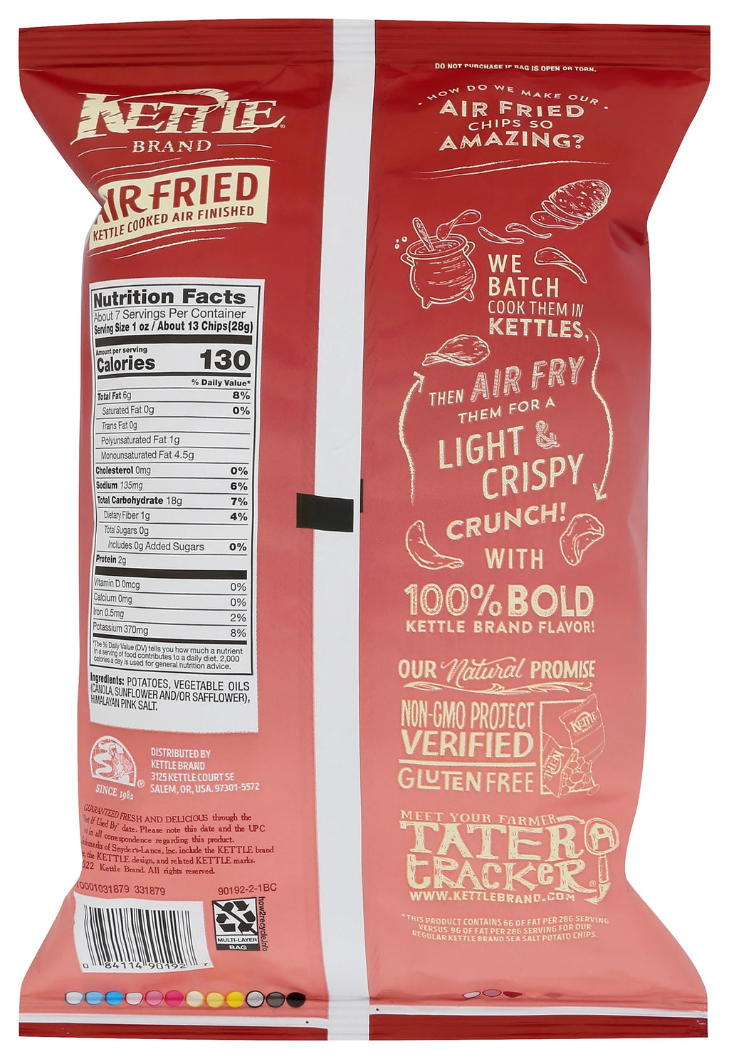 Kettle Cooked Potato Chips Himalayan Salt 6.5 Ounce Pack Of 12 L602