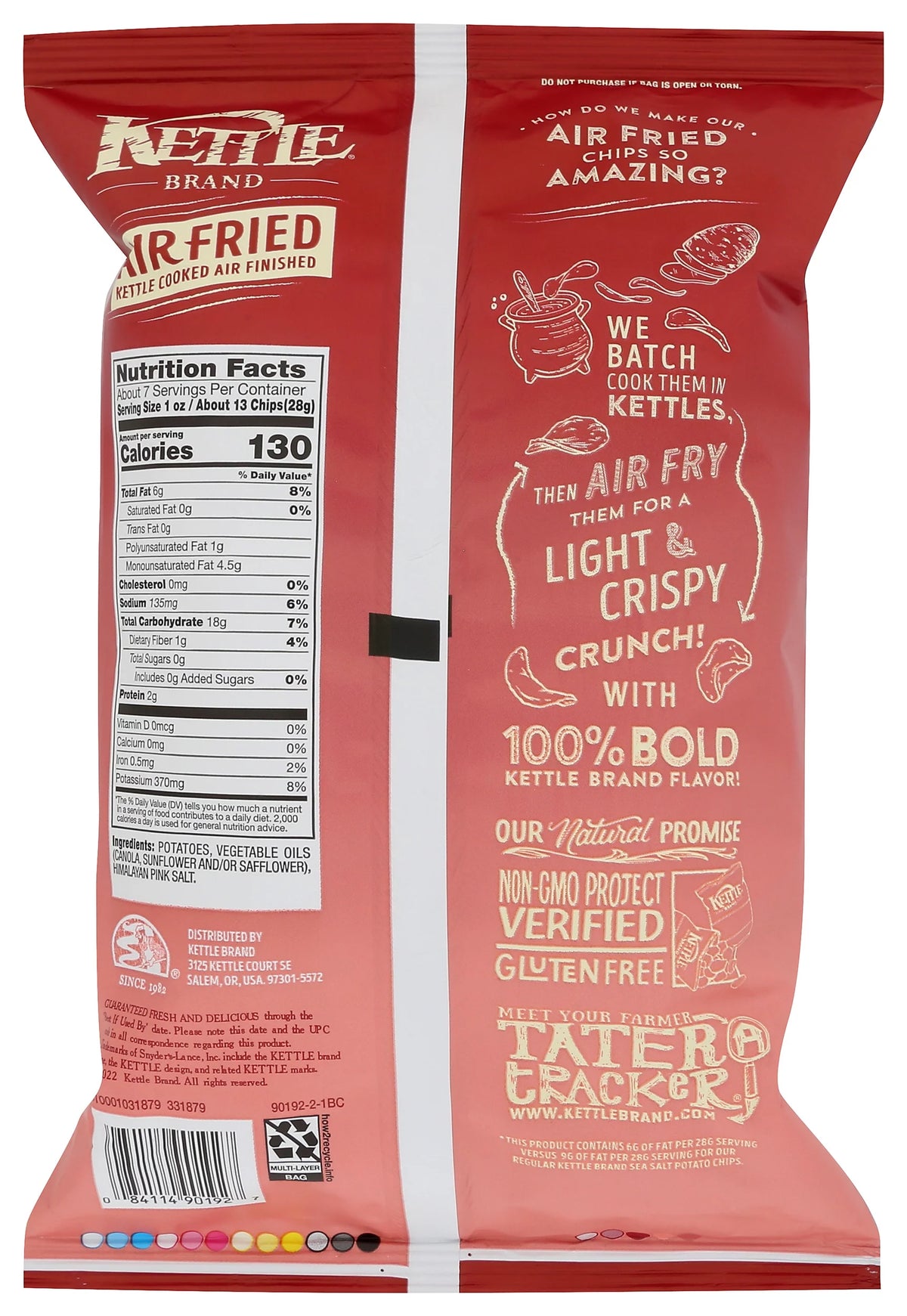 Kettle Cooked Potato Chips Himalayan Salt 6.5 Ounce Pack Of 12 L602