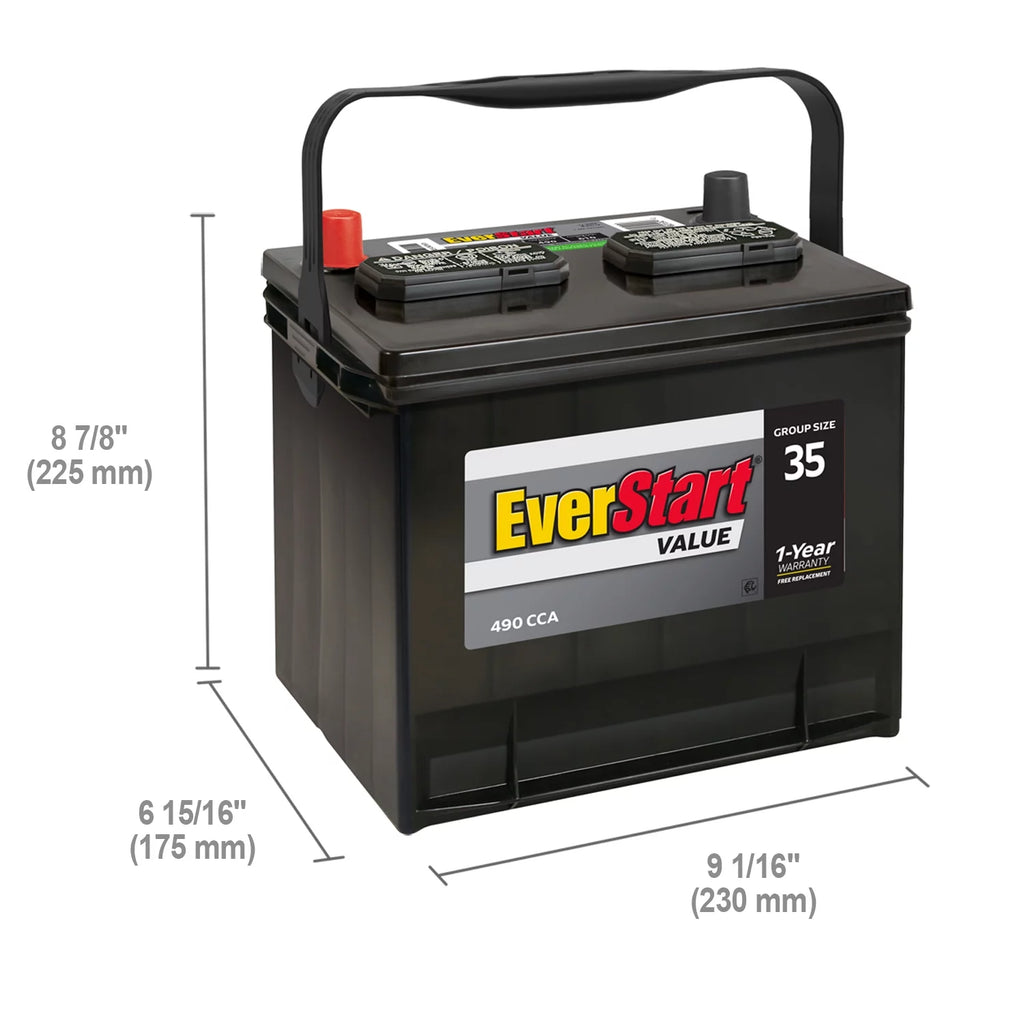 Lead Acid Automotive Battery Group Size 35 12 Volt 490 CCA I1397