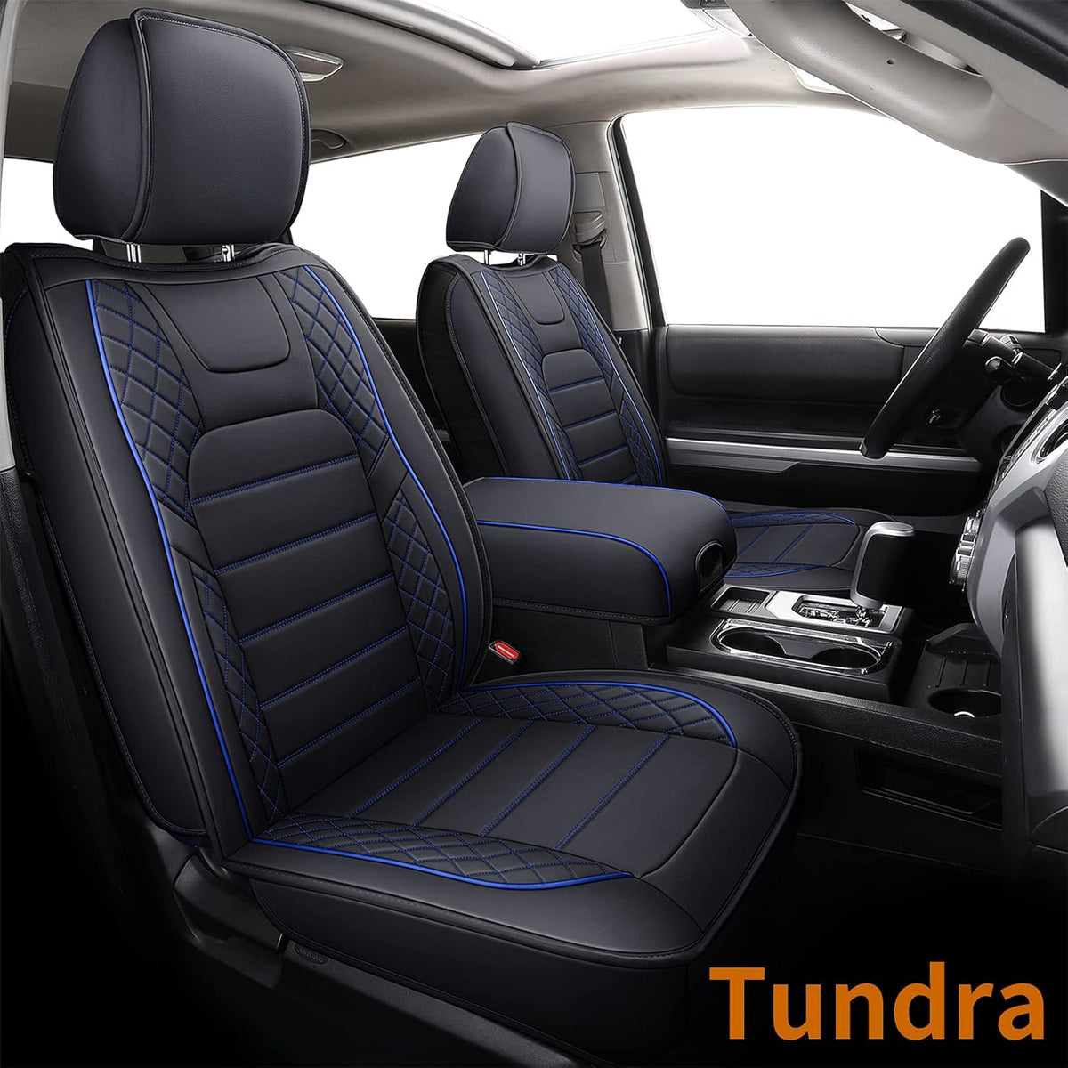 Black Faux Leather Seat Covers Front Set 2 pcs Y10352