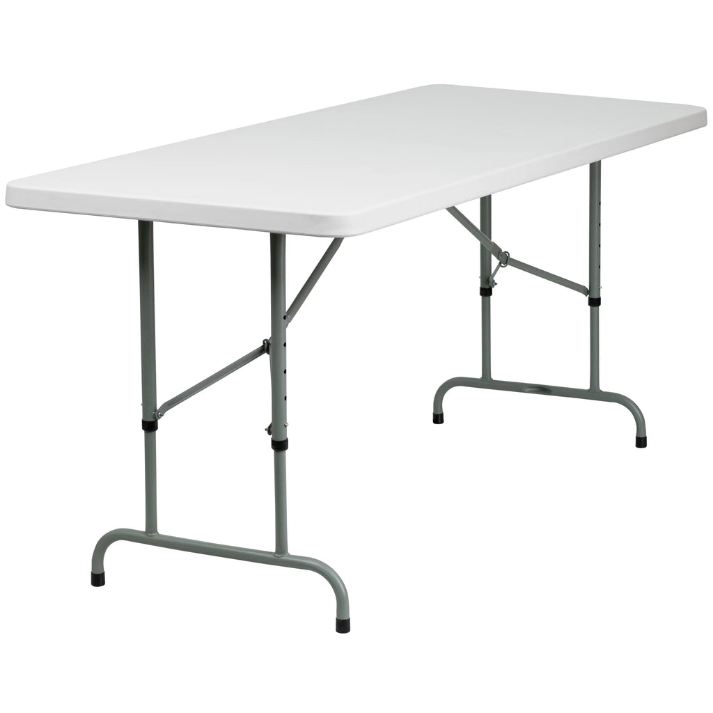 6-Foot Height Adjustable Granite White Plastic Folding Table C44662