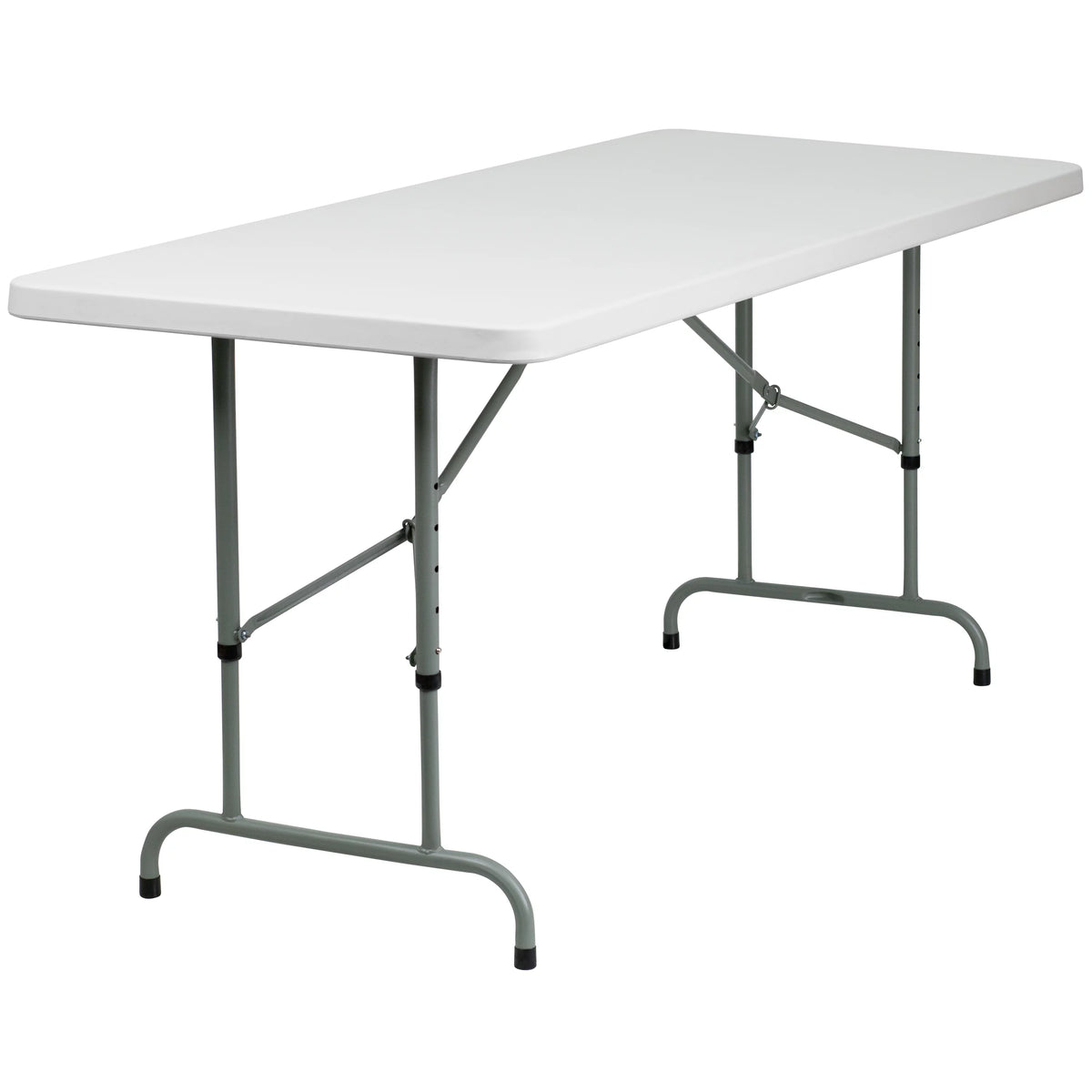 6-Foot Height Adjustable Granite White Plastic Folding Table C44662