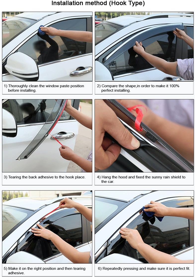 Car Window Visor Vent Shade Deflector Sun/Rain Guards F653