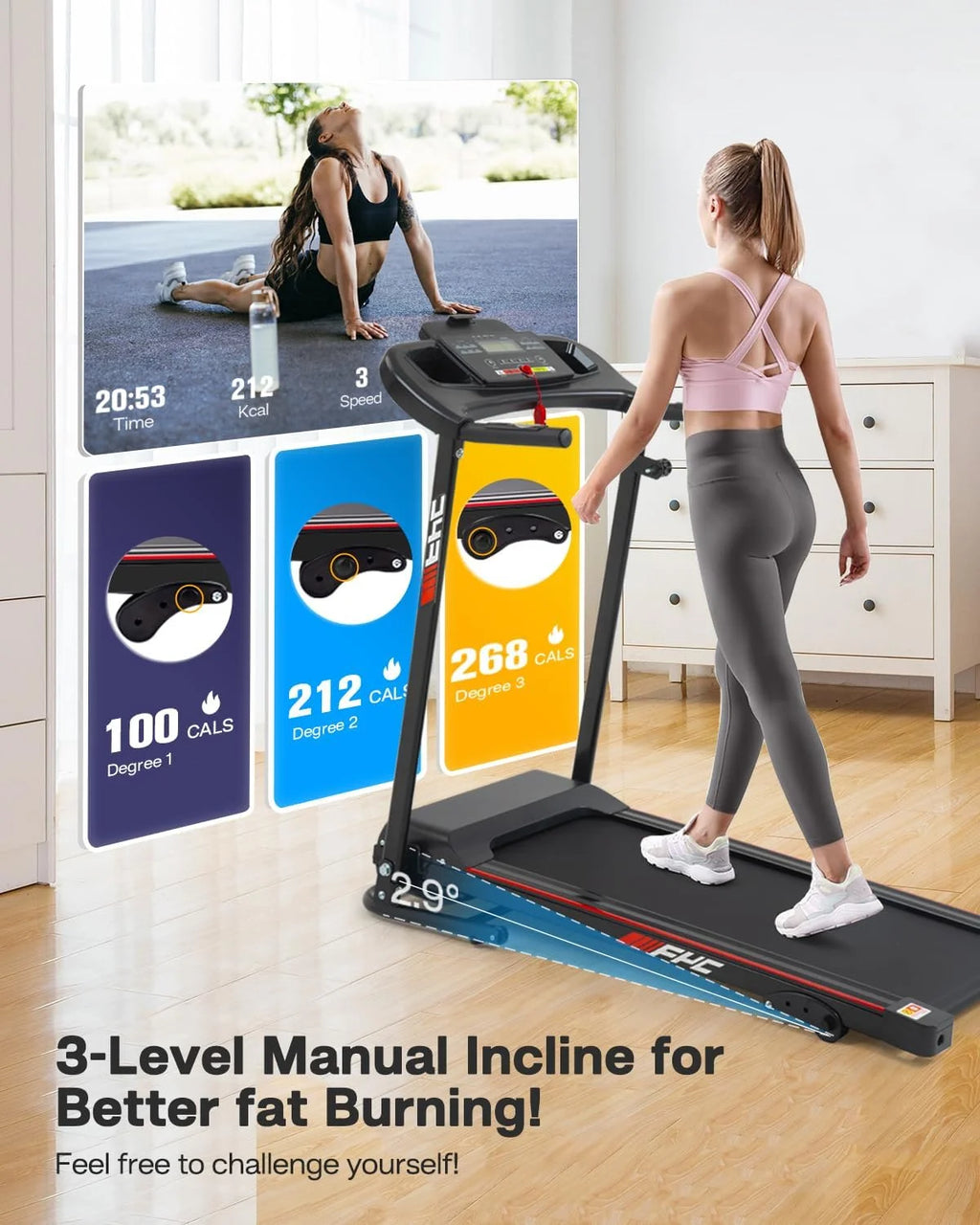 Foldable Incline Treadmill 2.5HP 265 LBS U39932