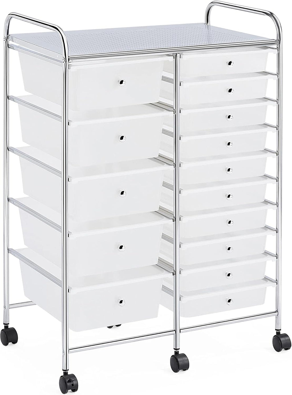 White 15 Drawers Rolling Storage Cart K74150