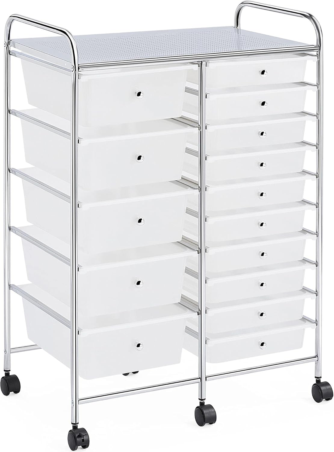 White 15 Drawers Rolling Storage Cart K74150