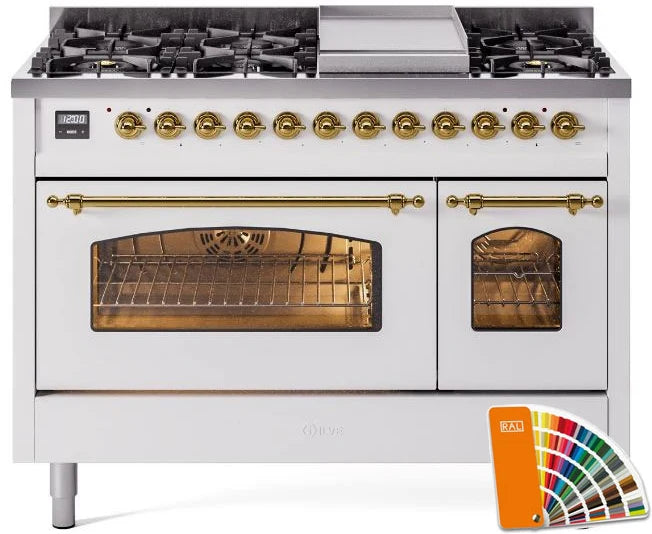 48 Dual Fuel Propane Gas Range with Brass Trim Q379