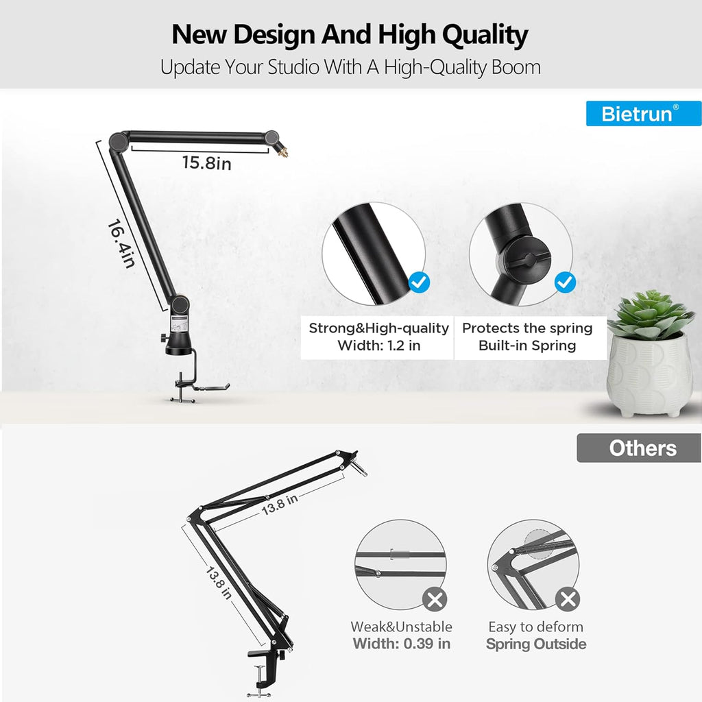 Heavy Duty Metal Boom Arm Mic Stand with 3/8 to 5/8 Adapter N713