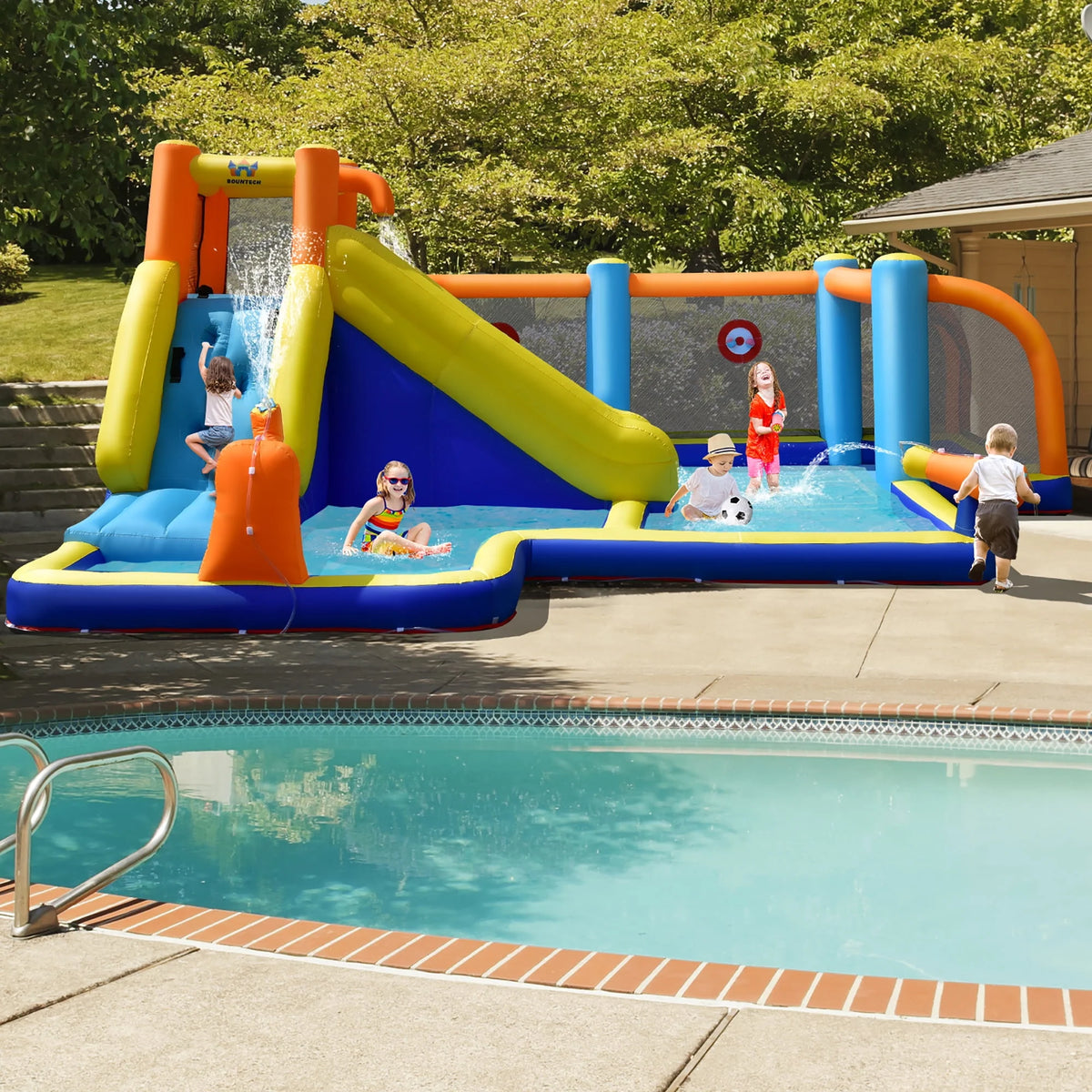 Inflatable Soccer Water Slide with Splash Pool C57000