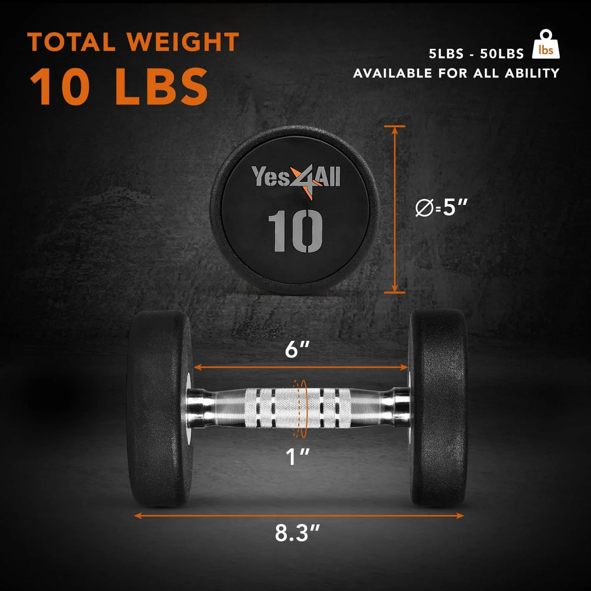 45 lbs Urethane Dumbbell, Single F972942