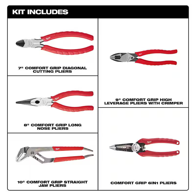 5-Piece Electrician's Pliers Hand Tool Set U718