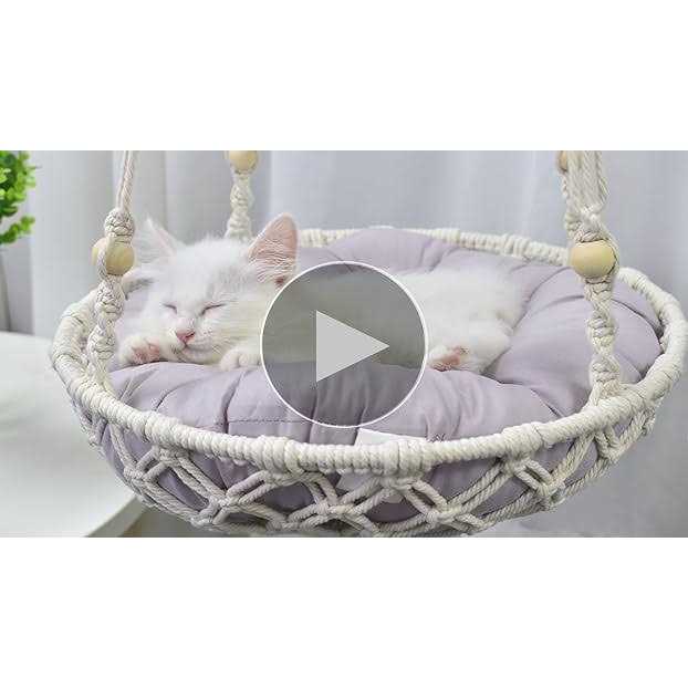 Handwoven Macrame Cat Swing with Hanging Kit X694216