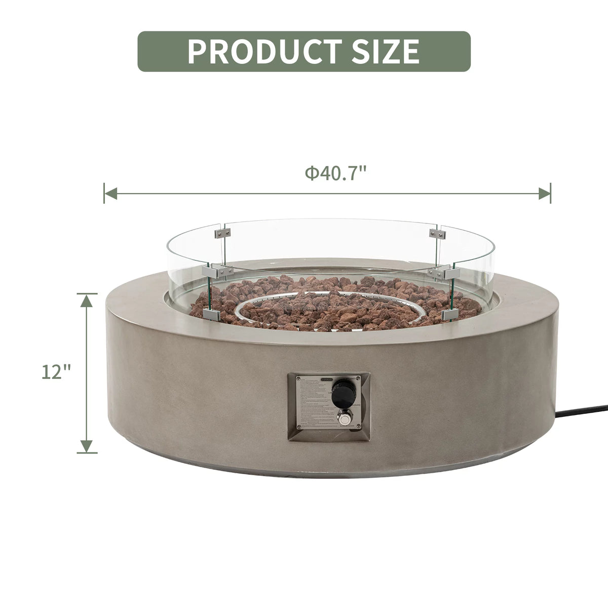 40.5 inch Round Grey Propane Fire Pit Table S47942