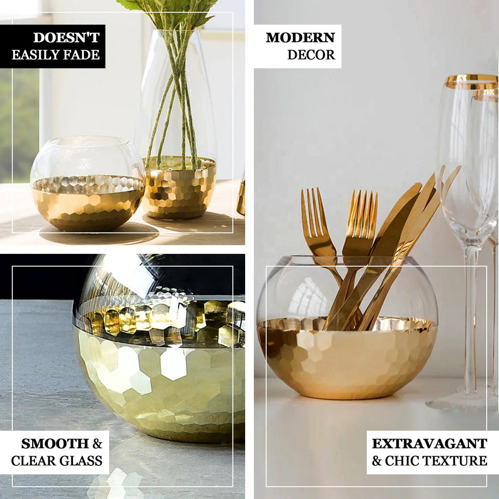 4.5" Gold Glass Candle Holders S7524