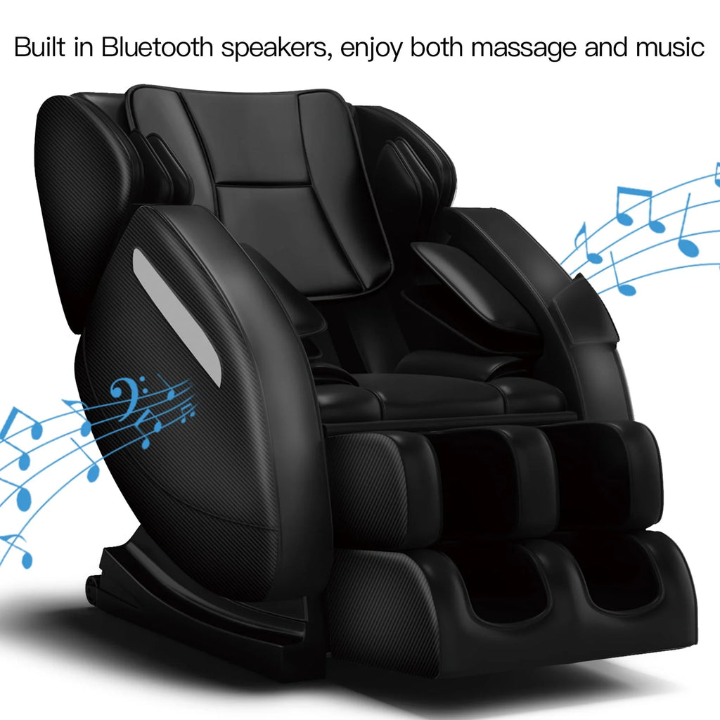 Black Full Body Zero Gravity Massage Chair with Heat and Foot Roller N425612