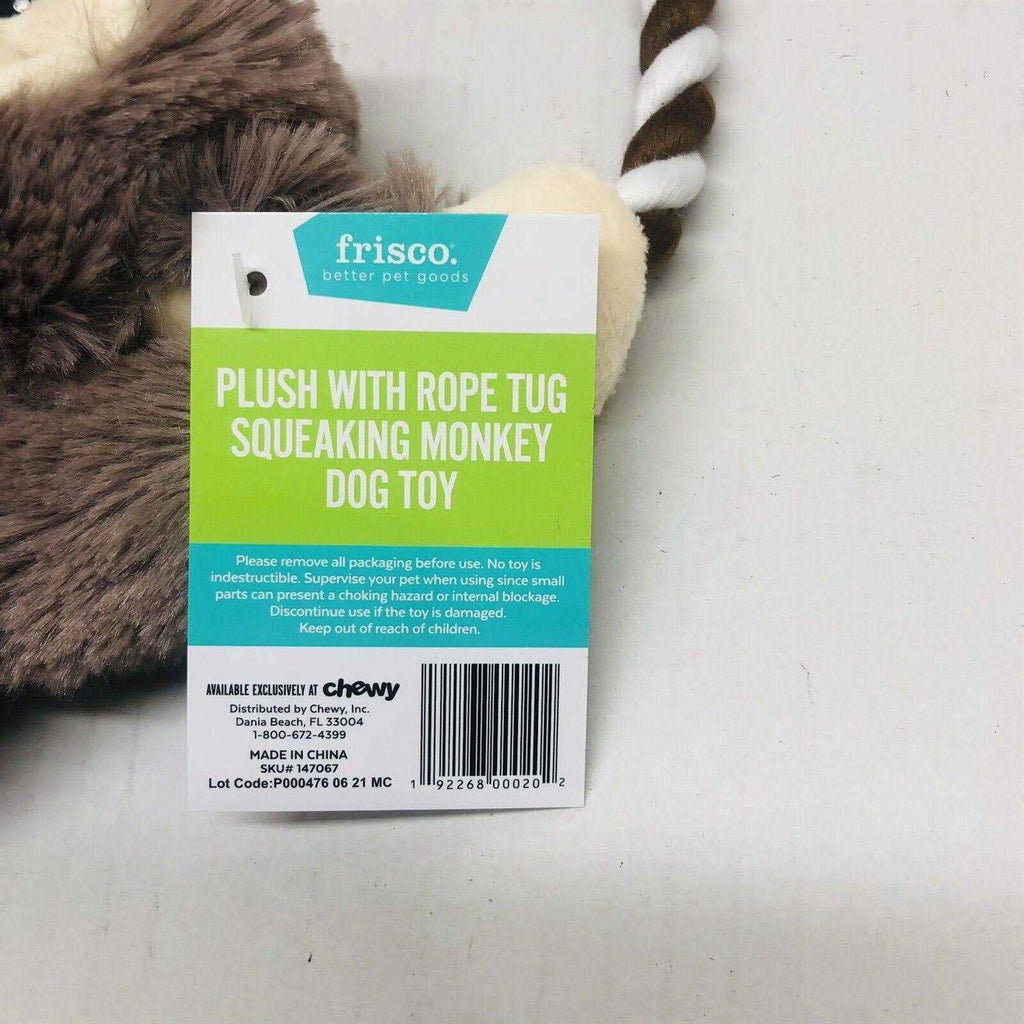 Monkey Plush Rope Squeaky Dog Toy B310630