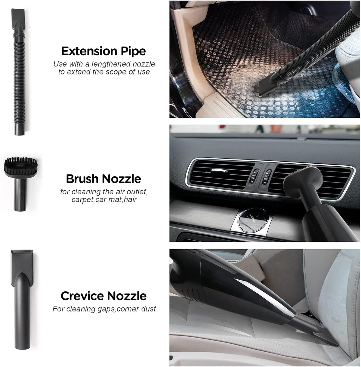 Black 7500Pa Portable Handheld Car Vacuum Pack of 2 E94739