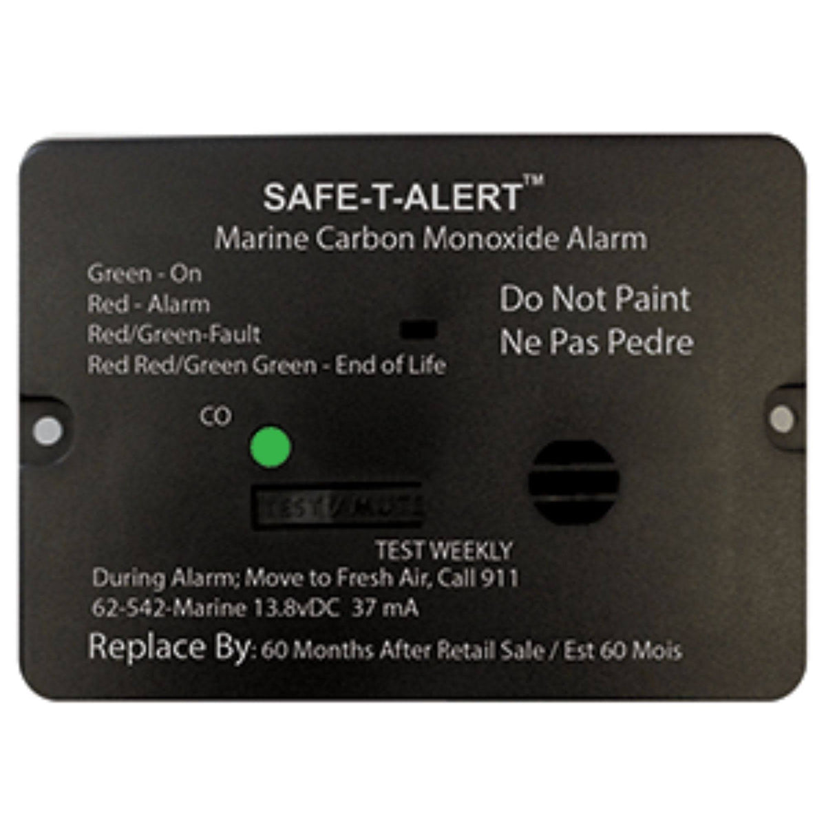 62 Series Carbon Monoxide Alarm with Relay 12V Flush Mount Black G502105