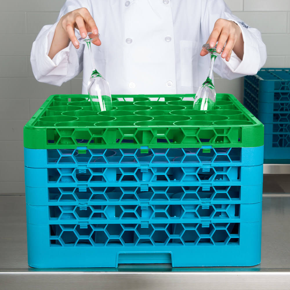 Green 30 Compartment Glass Rack with 5 Extenders G20729
