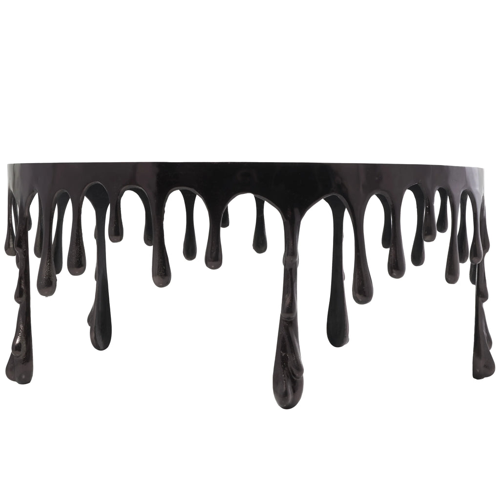 36" x 16" Black Aluminum Glass Top Coffee Table Q1070