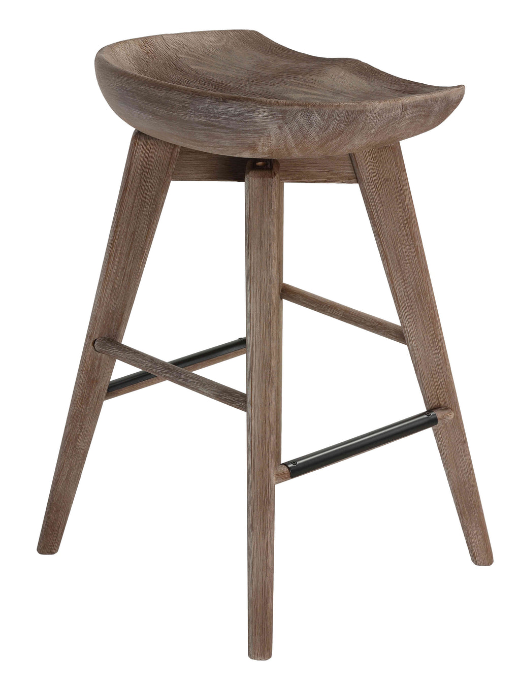 24" Gray Whitewash Solid Wood Swivel Counterstool X321672