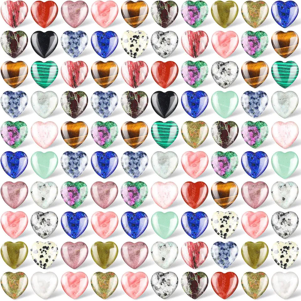 108 Pcs Natural Heart Worry Stones 0.8 Inch A53260