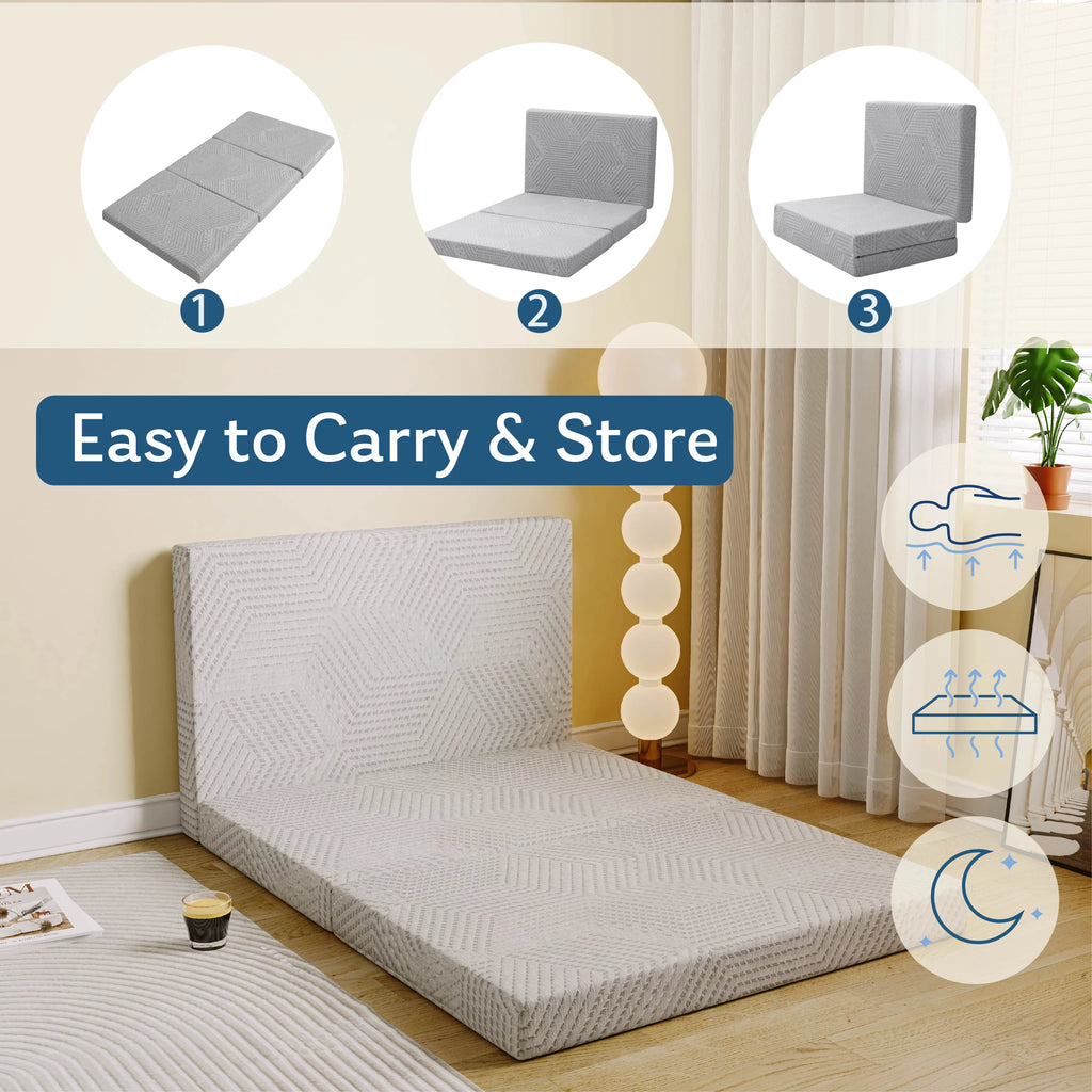 4 inch Tri Folding Memory Foam Mattress L18629
