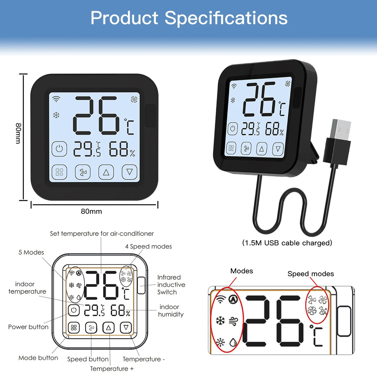 Smart Wifi IR Air Conditioner Controller with LCD Display Y250