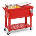Portable Rolling Cooler Ice Chest with Wheels and Ice Scoop, Red C42688