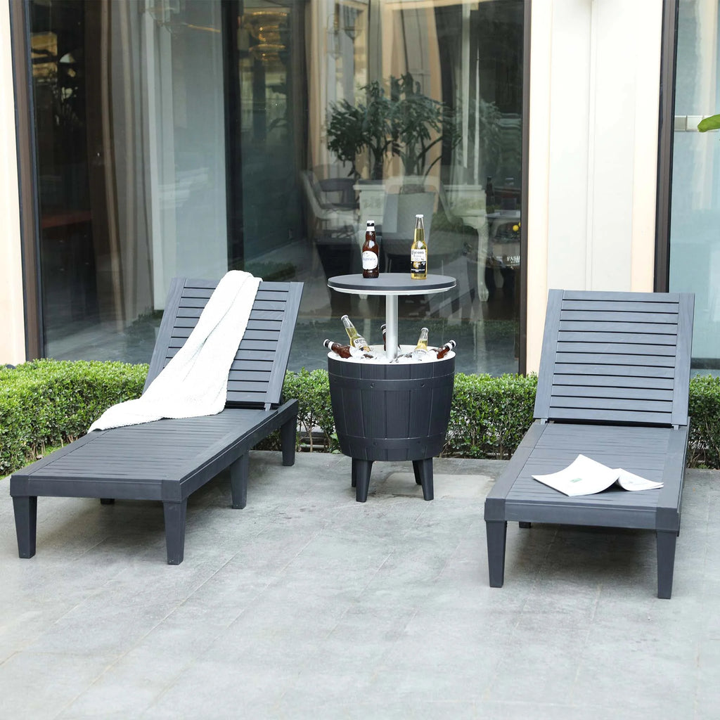 2 Pcs Adjustable Taupe Outdoor Lounge Chairs K547