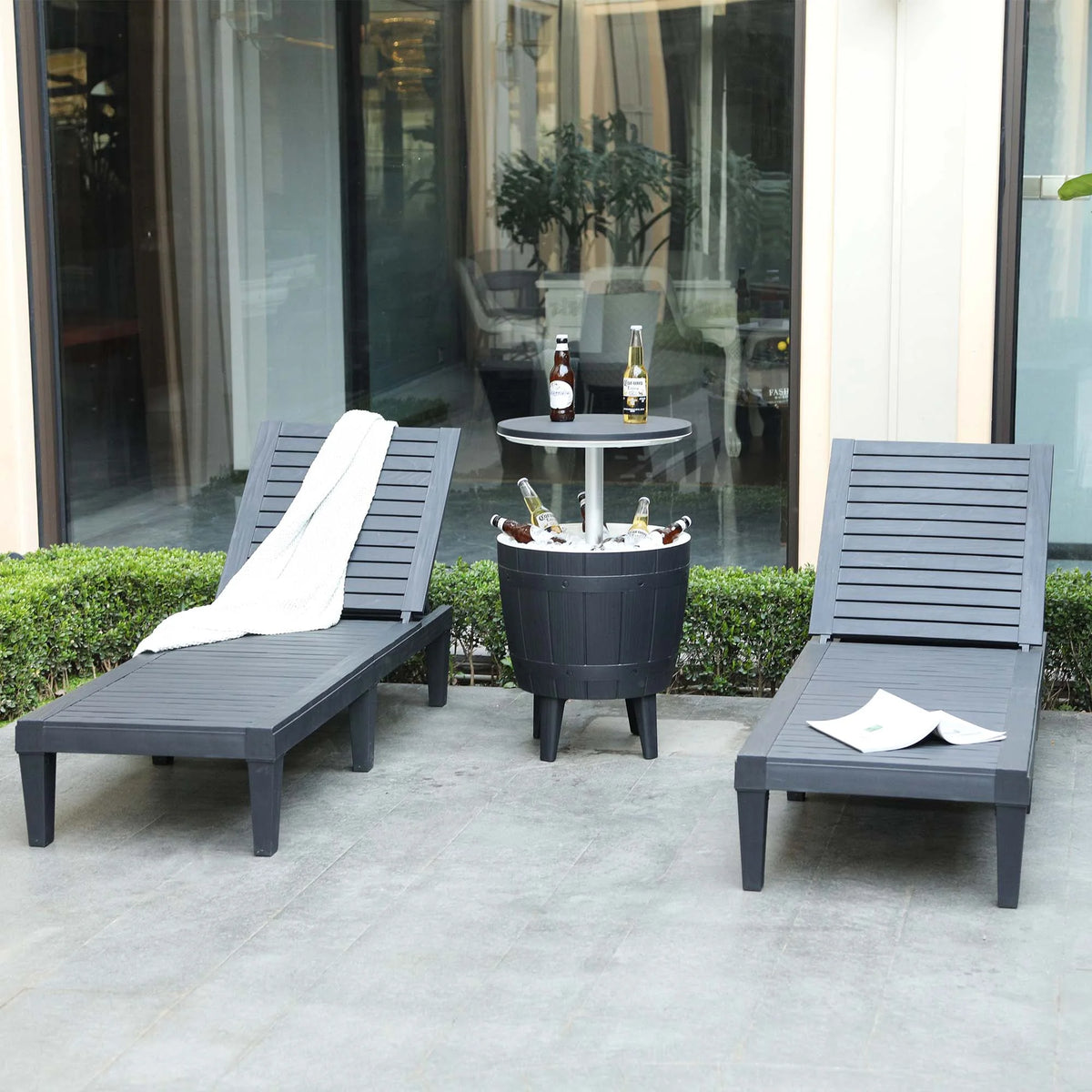 2 Pcs Adjustable Taupe Outdoor Lounge Chairs K547