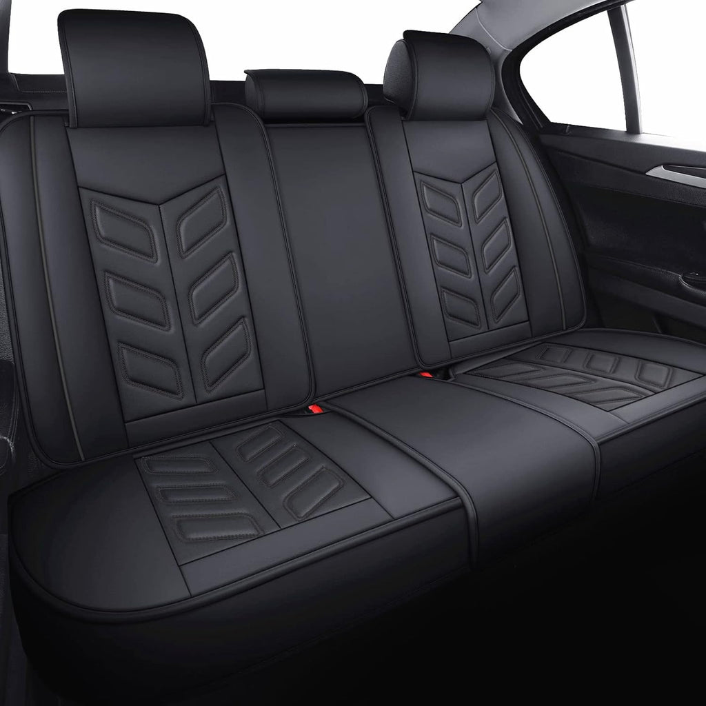 Waterproof Faux Leather Car Seat Covers Full Set Black Red L4722