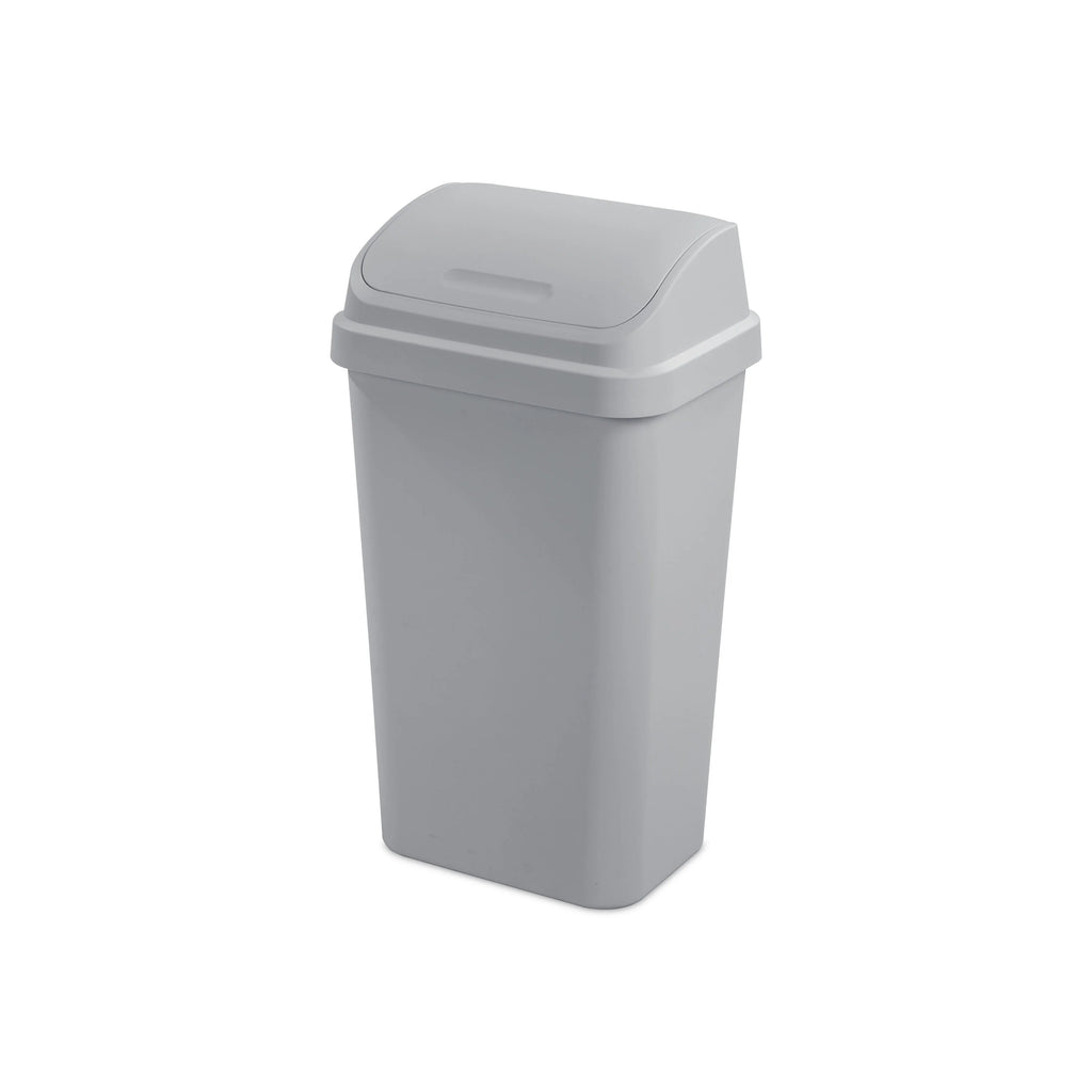13 Gallon Black Plastic Swing Top Trash Can L2416